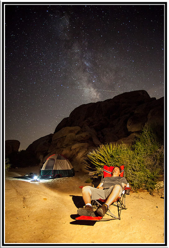 my buddy relaxing under the Milky Way :-)...