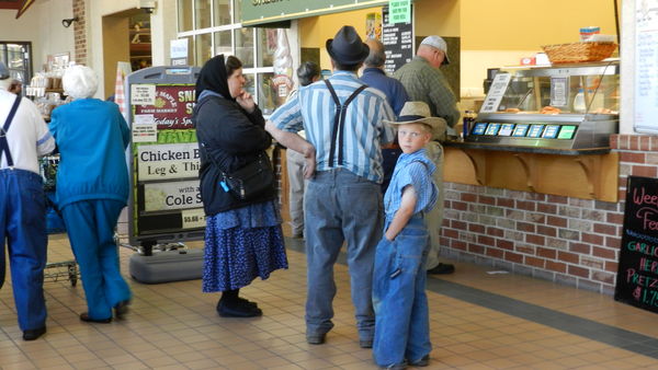 Amish family waiting to buy ice cream...