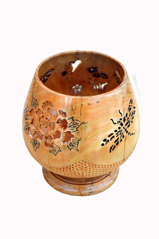Pierced and pyrographed goblet...