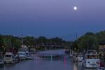 moon over Erie Canal in Fairport NY...