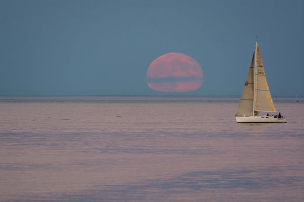 Moon Rise Over Long Island Sound From Fairfield CT...