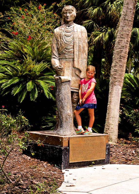natalie with statue of Indian chief Osceola...