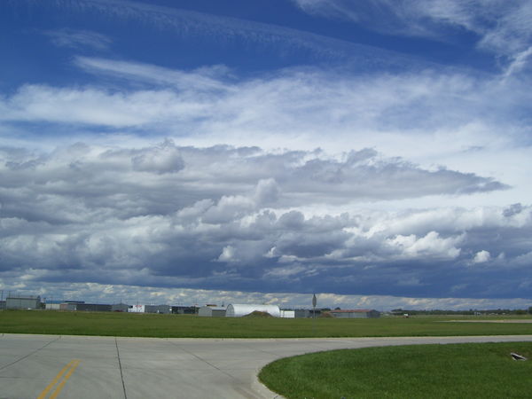 Storm clouds contained hail at Columbus airport...