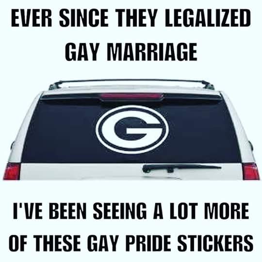 all these gay pride stickers green bay