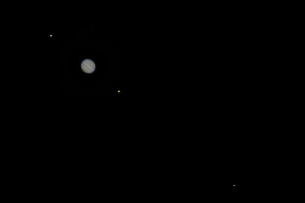Jupiter, Red Spot and 3 Moons...