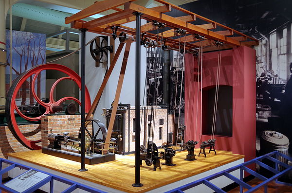 model of steam-powered machine shop...