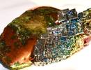 Bismuth crystal with native copper nugget....
