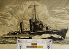 Pin and ink lithograph of a destroyer given to my ...