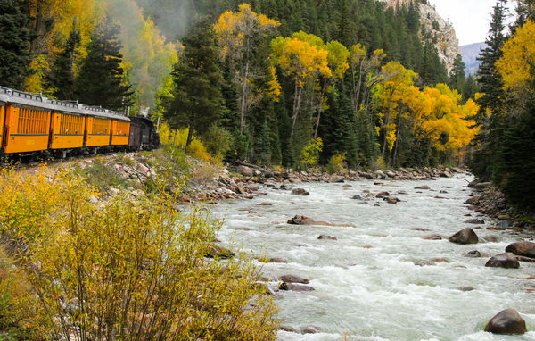 #7  The railroad parallels the Animas River most o...