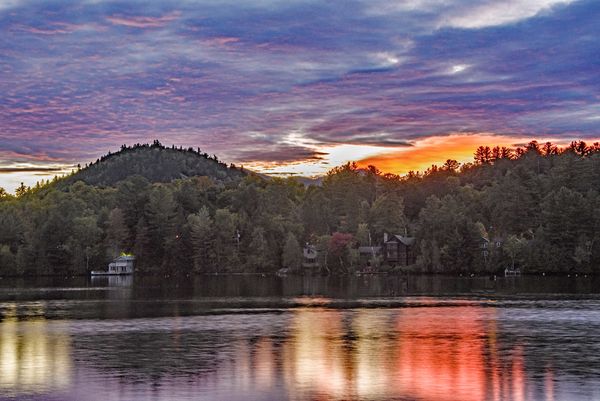 sunrise over mirror Lake, Lake Placid...