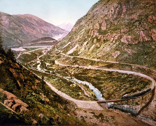 Georgetown loop in 1899, showing valley clearcut o...