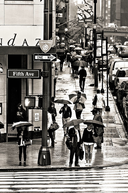 Fifth Avenue in the Rain (B&W)...