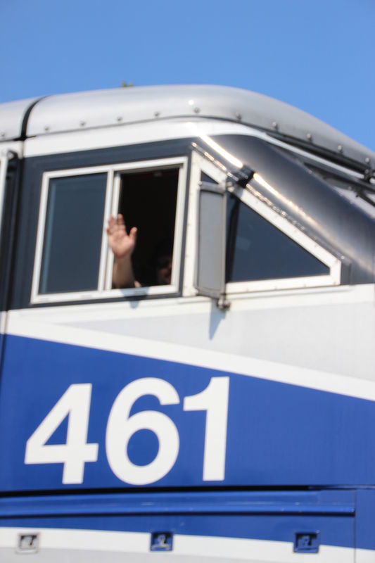 train driver waving to me through the window...