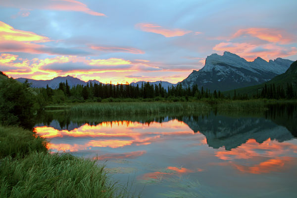 Vermillion Lakes and Mount Rundle at sunset...
