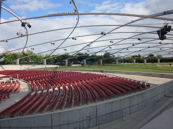Seats at the Millinium Park open air concert area ...