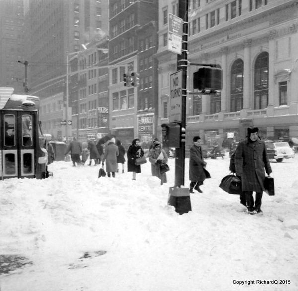 Manhattan crosswalk in snow atorm...