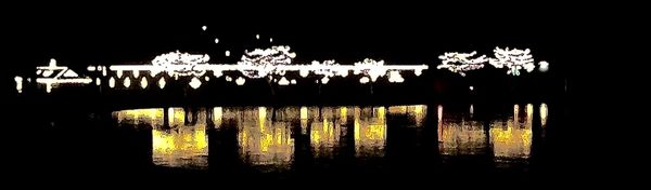 Christmas lights reflected in lake water-Hubbard P...