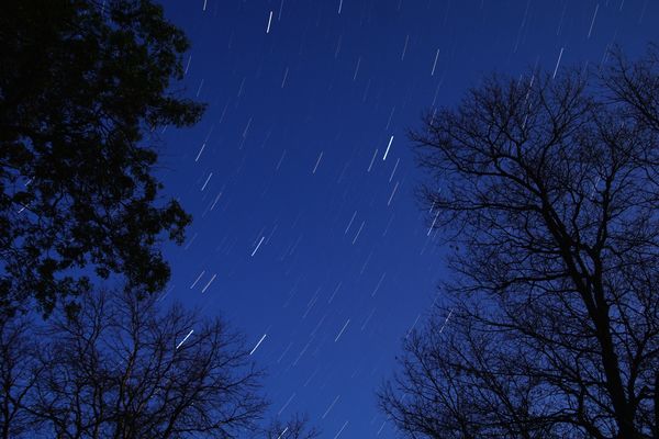 Star trails from the back of our house...