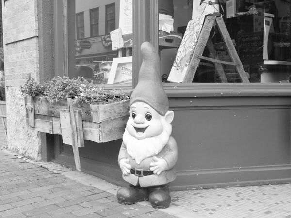 6. A gnome outside a shop....