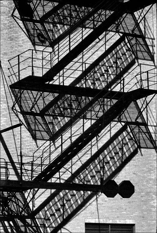 Fire escape with shadows in Chicago...