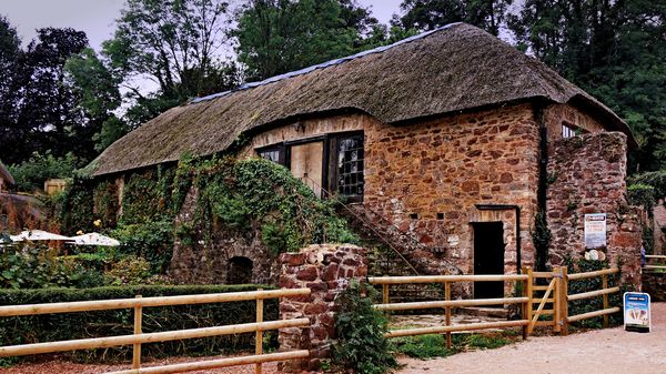 A thatched  building...