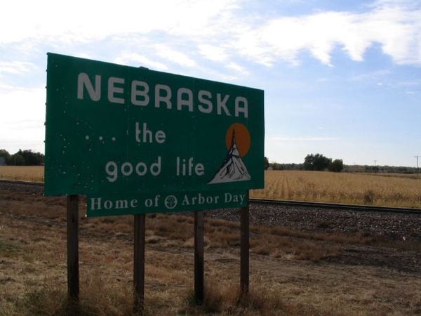 As you drive into Nebraska, this sign greets you t...