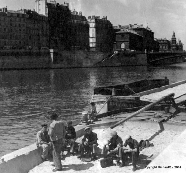 Parisian barge crew at lunch - 1947...