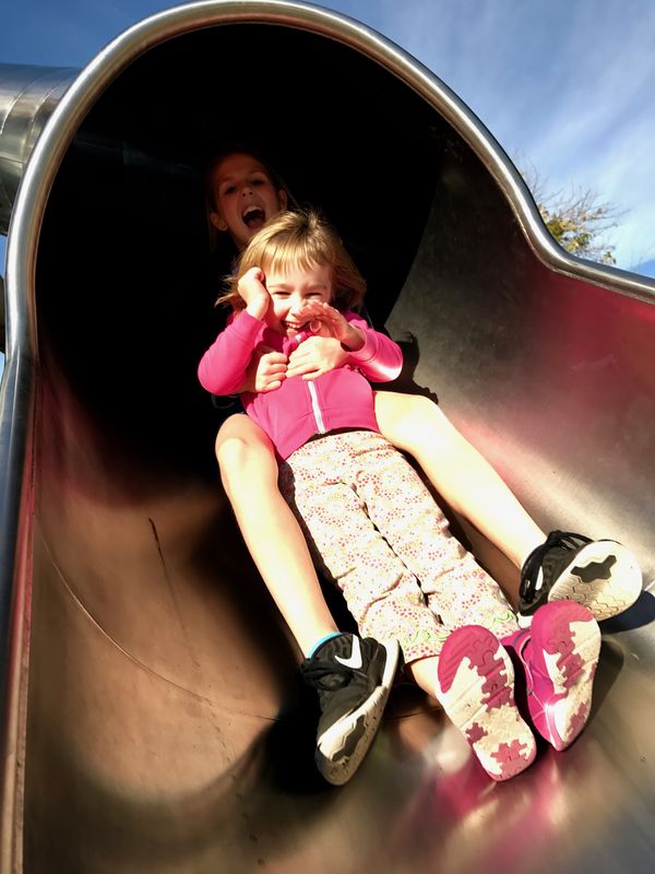 Huge tube slide tickles Grands!...