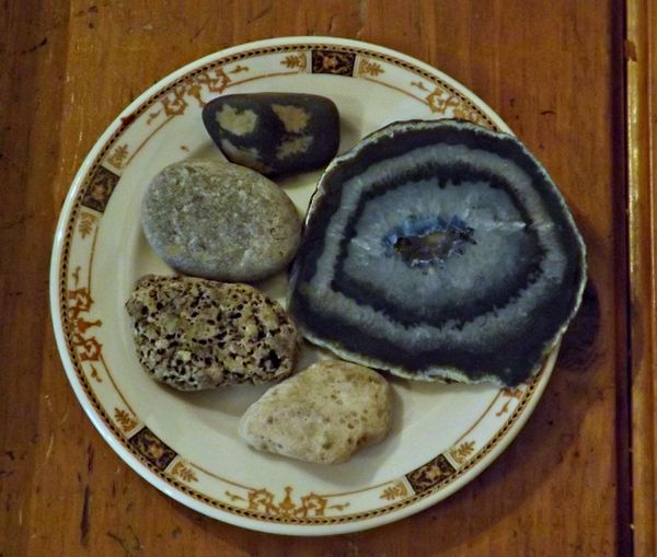 a slice of a geode on the right...