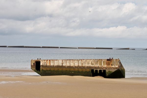 1. A part of the dock remains on shore.  Some of t...
