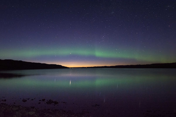 Northern lights at Lake of the Prairies (Saskatche...