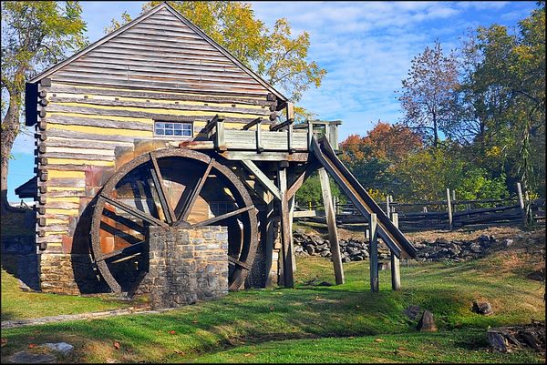 1. The mill showing the water wheel....