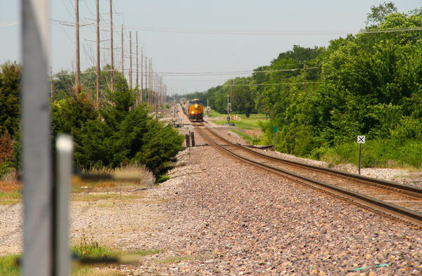A south bound UP train approaching the crossing...