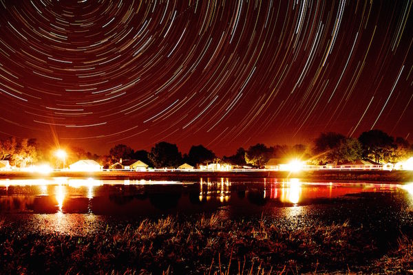 did some star trails by one of the lakes in our de...