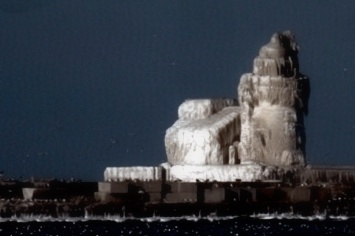 Cleveland's West Light covered in ice...