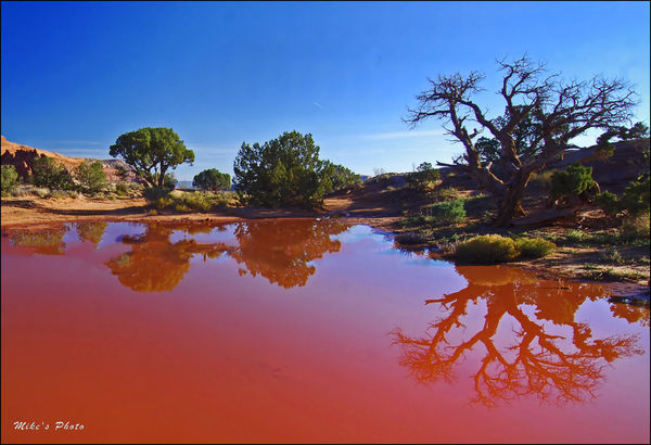 An overnight rain created this red lake, not the p...