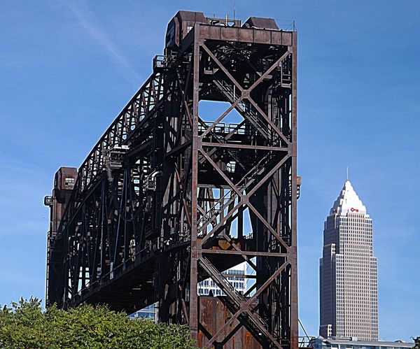 Lift bridge over the Cuyahoga R. in Cleveland...