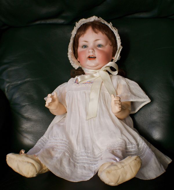 Bisque Doll-german circa 1910-restrung and spiffie...