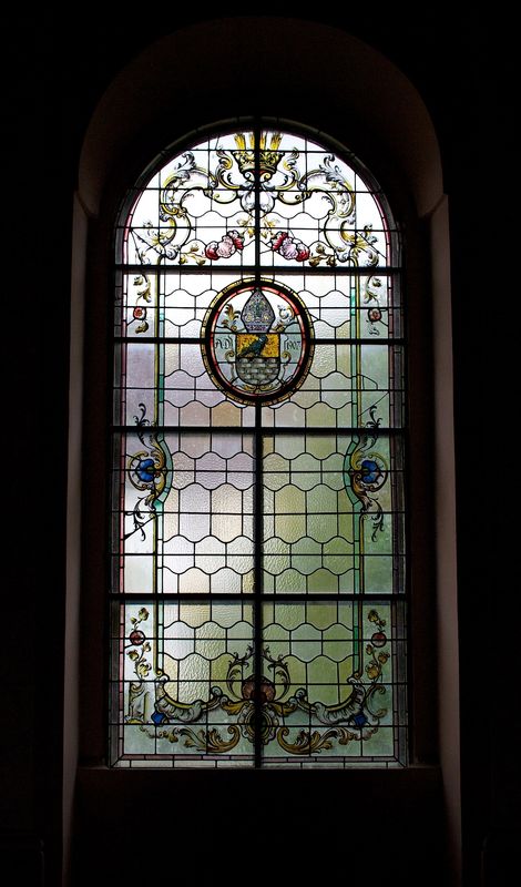 A modern stained glass addition from 1907....