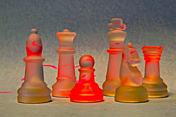 glass chess pieces / laser pointer...