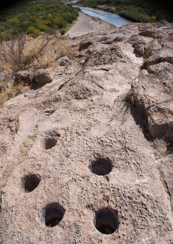 Ancient grinding holes at Boquillas Canyon...