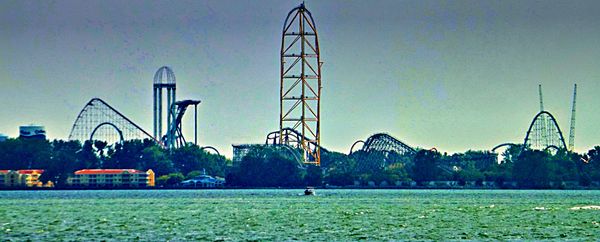 Cedar Point Amusement Park across Sandusky Bay...