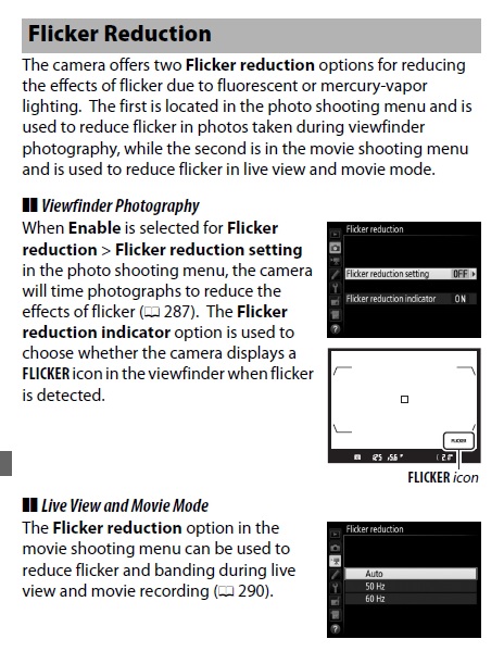 D500 flicker reduction...
