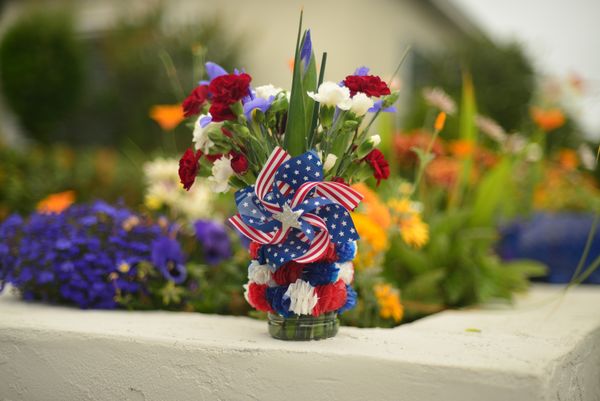 One of several patriotic flower arrangements my wi...