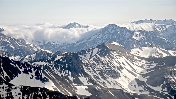Denali under the clouds on the left...