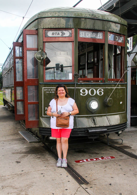 #3  My wife in front of 1 of the streetcars that r...