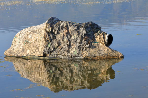With the camo cover on the floating blind....