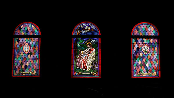 Stained Glass windows from inside the United Metho...