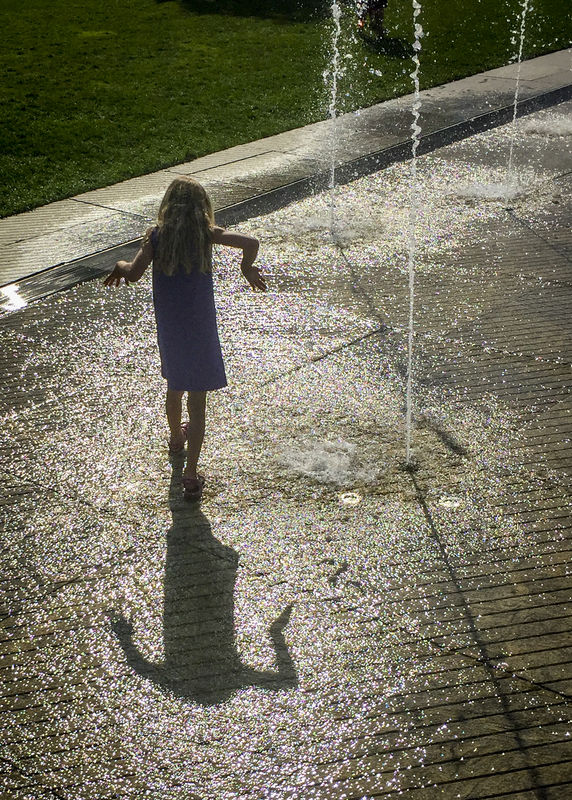 Granddaughter playing in fountain in Rose Kennedy ...