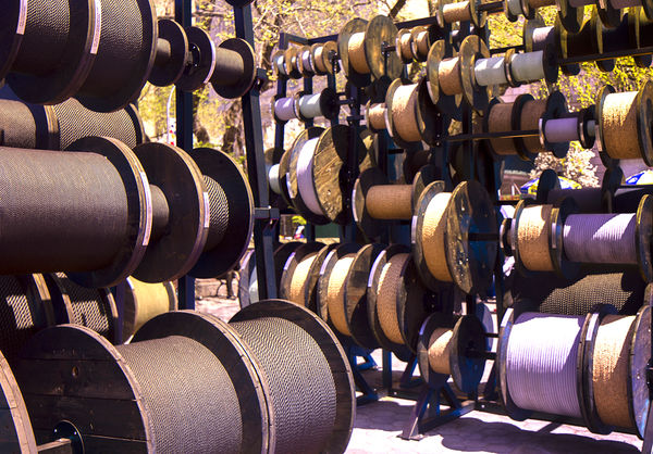 Larger-than-life-spools in park...